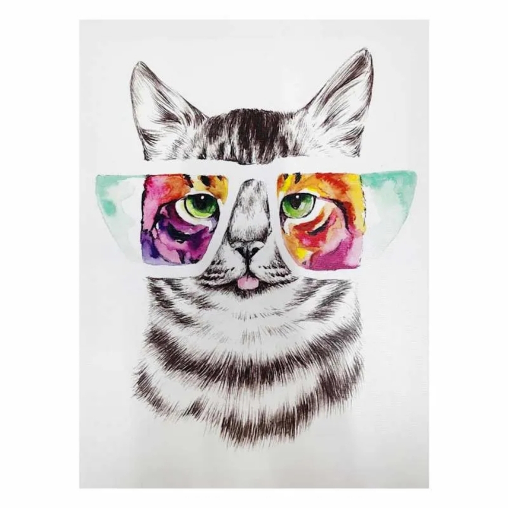 Playful Cat Portrait Wall Art with Colorful Sunglasses